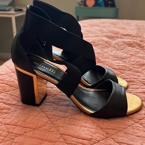 Minelli Black and gold heeled sandals